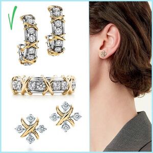 Lux Vintage CC Design Hoop Earrings Fashion X Cross Zircon Pin Earring Jewelry
